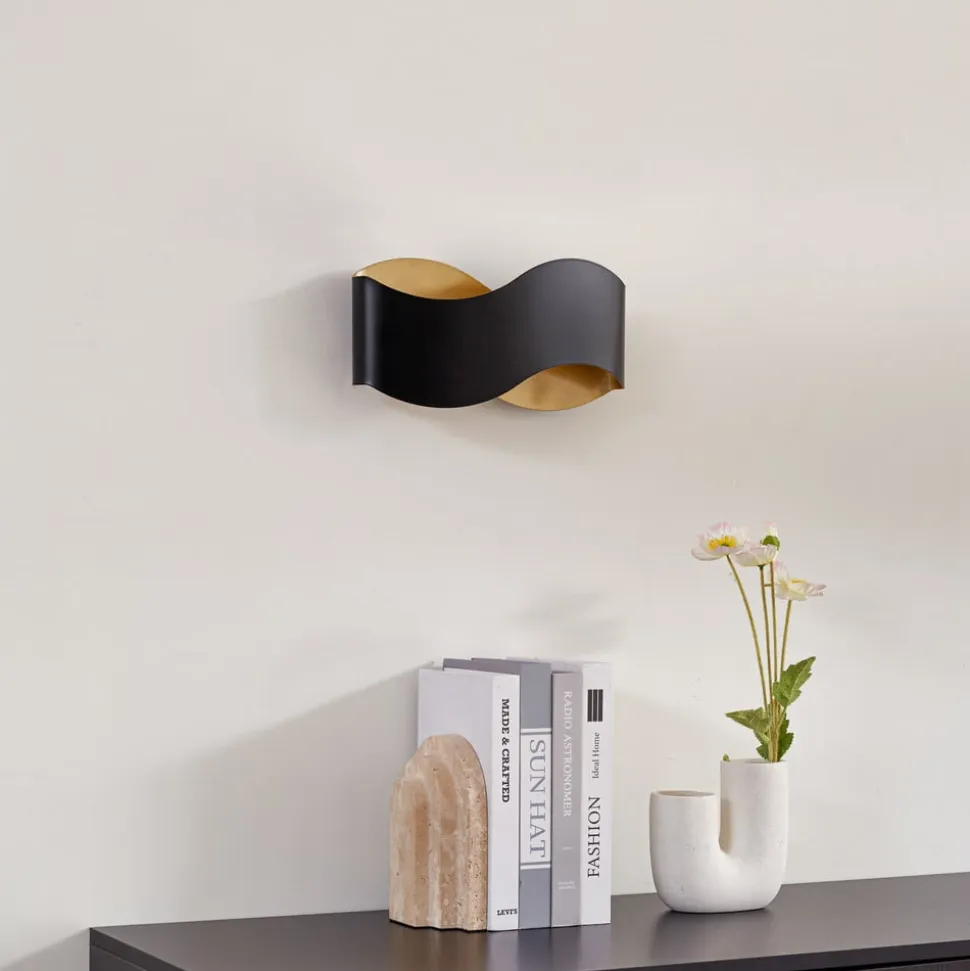 Lindby væglampe Dailin, sort/guld, 30 cm, metal