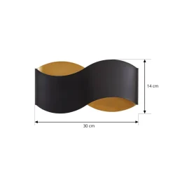 Lindby væglampe Dailin, sort/guld, 30 cm, metal