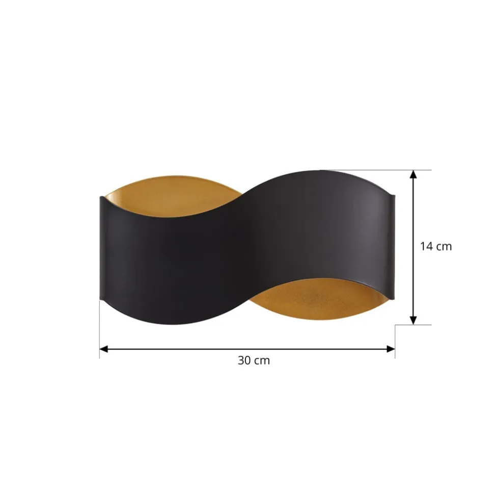 Lindby væglampe Dailin, sort/guld, 30 cm, metal