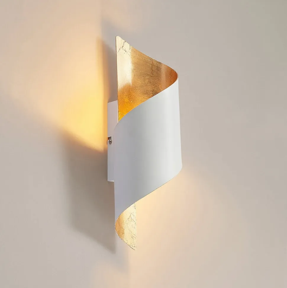 Lindby væglampe Desirio, hvid/guld, 35 cm, metal