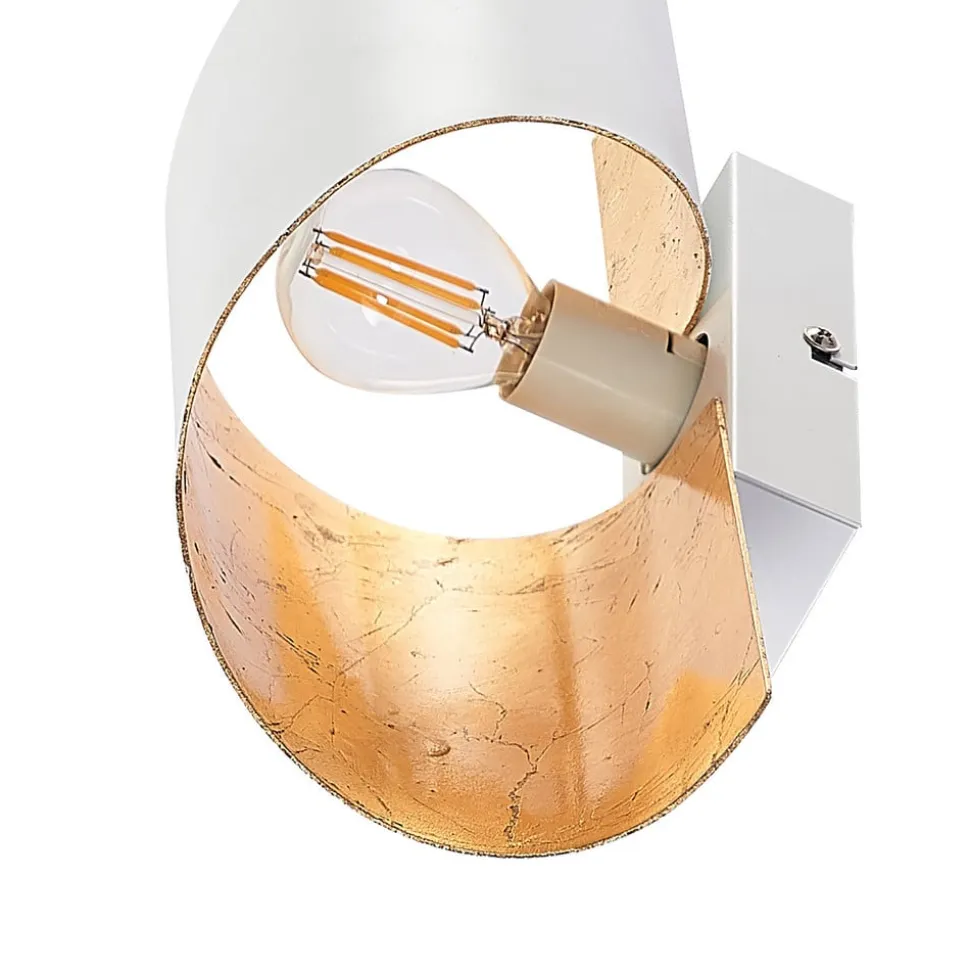 Lindby væglampe Desirio, hvid/guld, 35 cm, metal