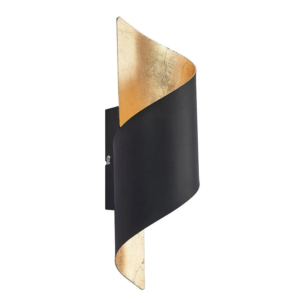 Lindby væglampe Desirio, sort/guld, 35 cm, metal