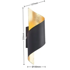 Lindby væglampe Desirio, sort/guld, 35 cm, metal