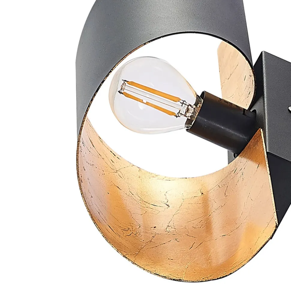 Lindby væglampe Desirio, sort/guld, 35 cm, metal
