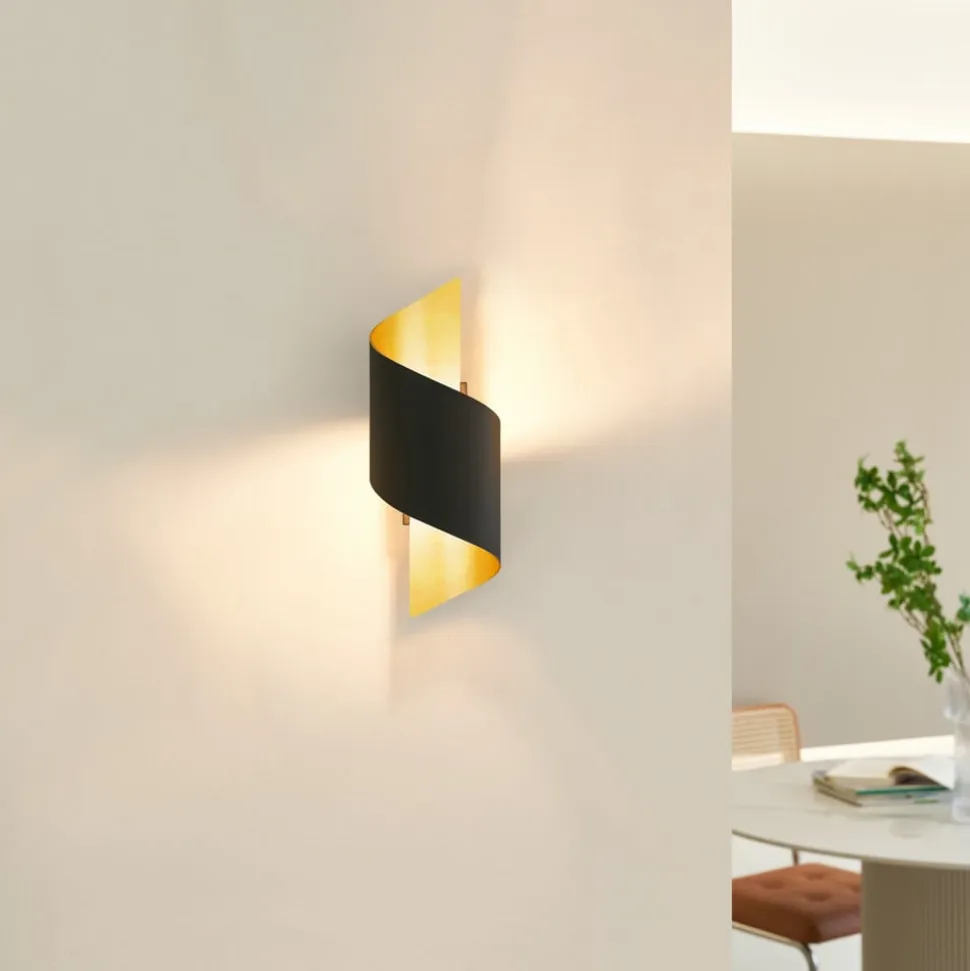 Lindby væglampe Desirio, sort/guld, 24 cm, metal