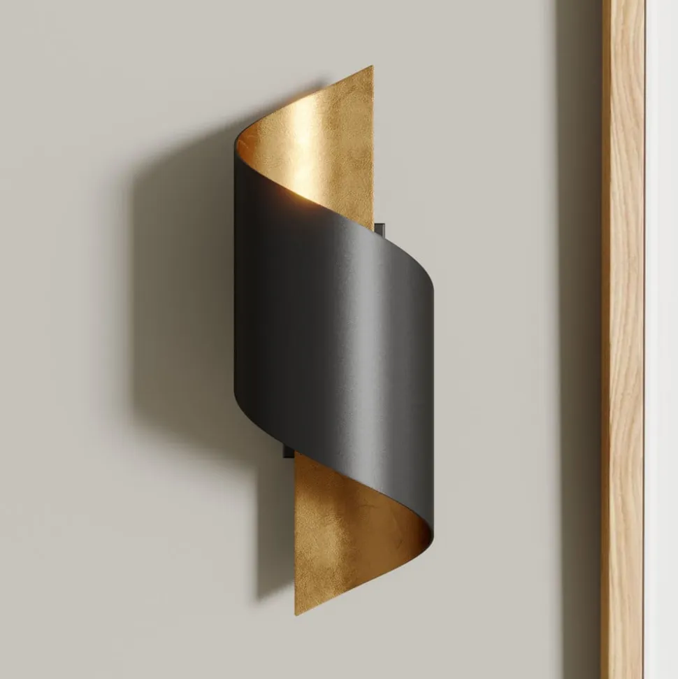 Lindby væglampe Desirio, sort/guld, 24 cm, metal