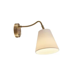 Lindby væglampe Ethan, hvid/gammel messing, stik, 28 cm, E14