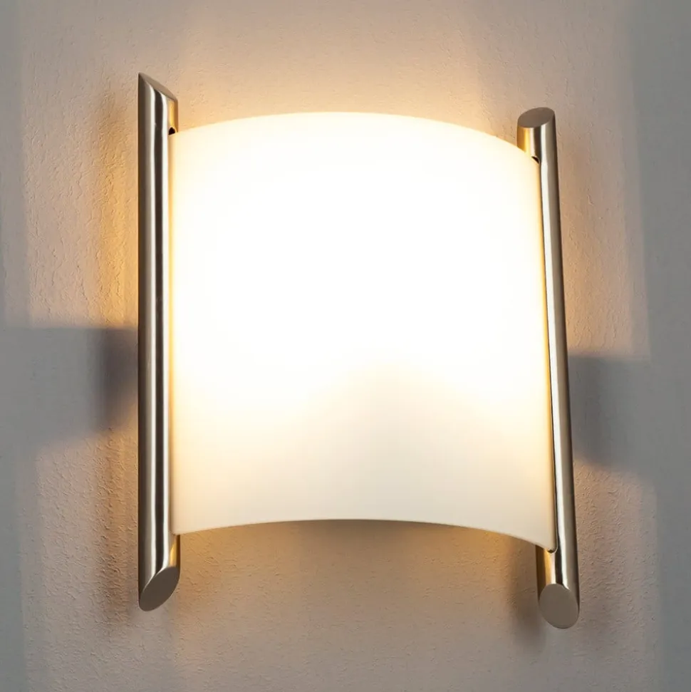 Lindby væglampe Filippa, 20 cm, nikkel, glas, E27