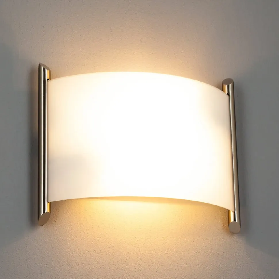 Lindby væglampe Filippa, 31 cm, nikkel, glas, E27