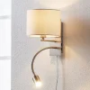Lindby væglampe Florens, nikkel, LED-læselampe, 23,5 cm