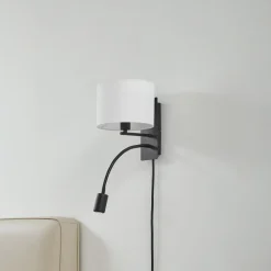 Lindby væglampe Florens, sort, LED-læselampe, 23,5 cm