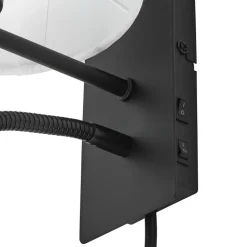 Lindby væglampe Florens, sort, LED-læselampe, 23,5 cm
