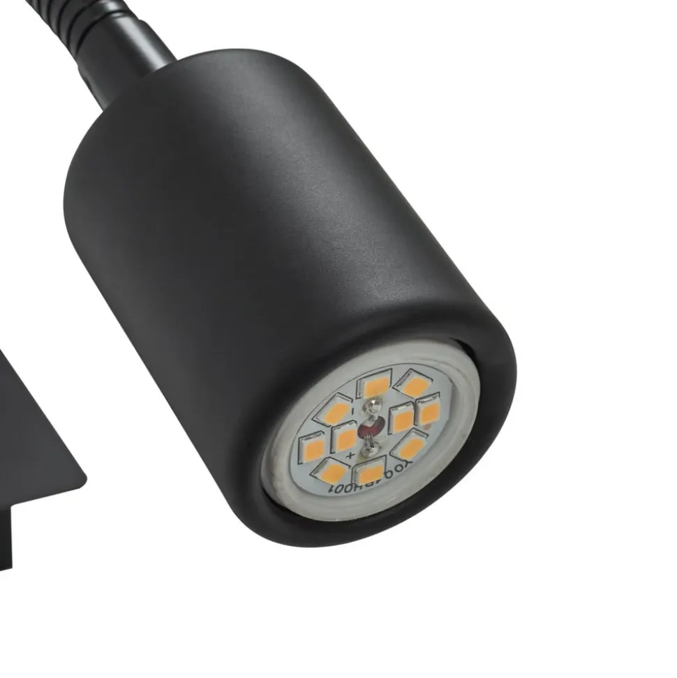 Lindby væglampe Florens, sort, LED-læselampe, 23,5 cm