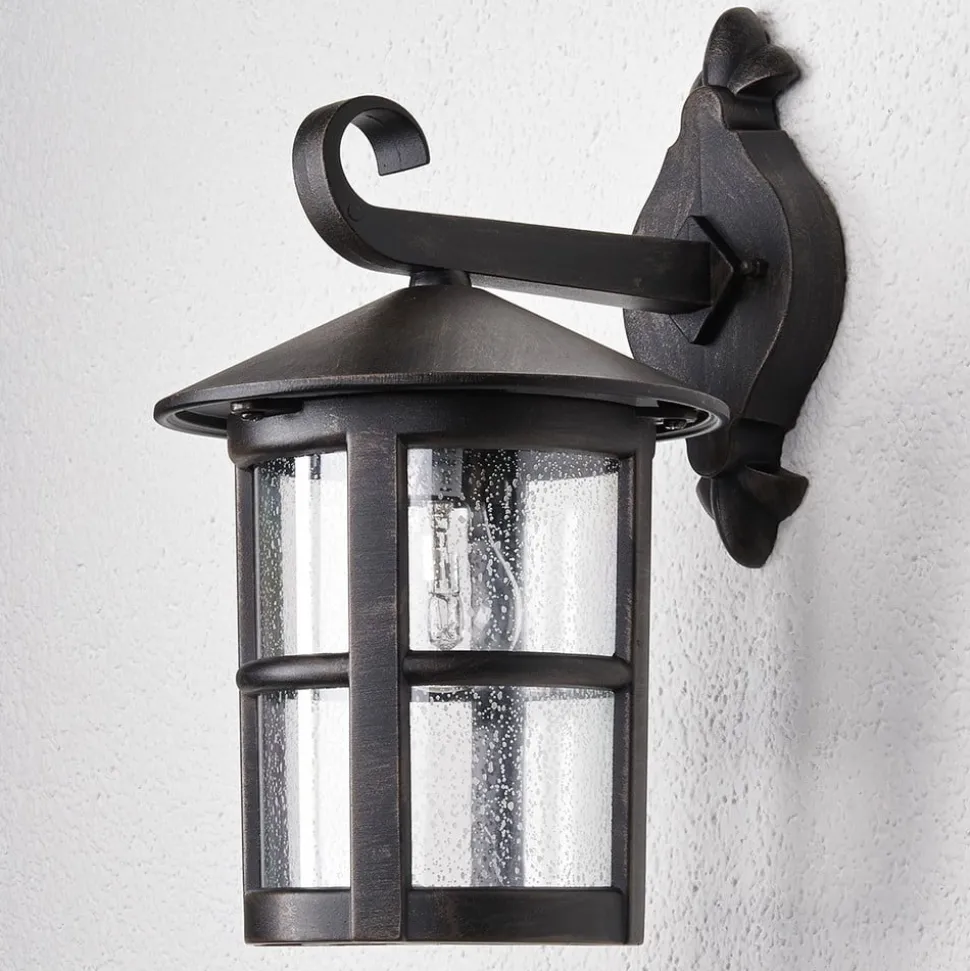 Lindby væglampe Florentine, 35 cm, rustfarvet, aluminium, IP44