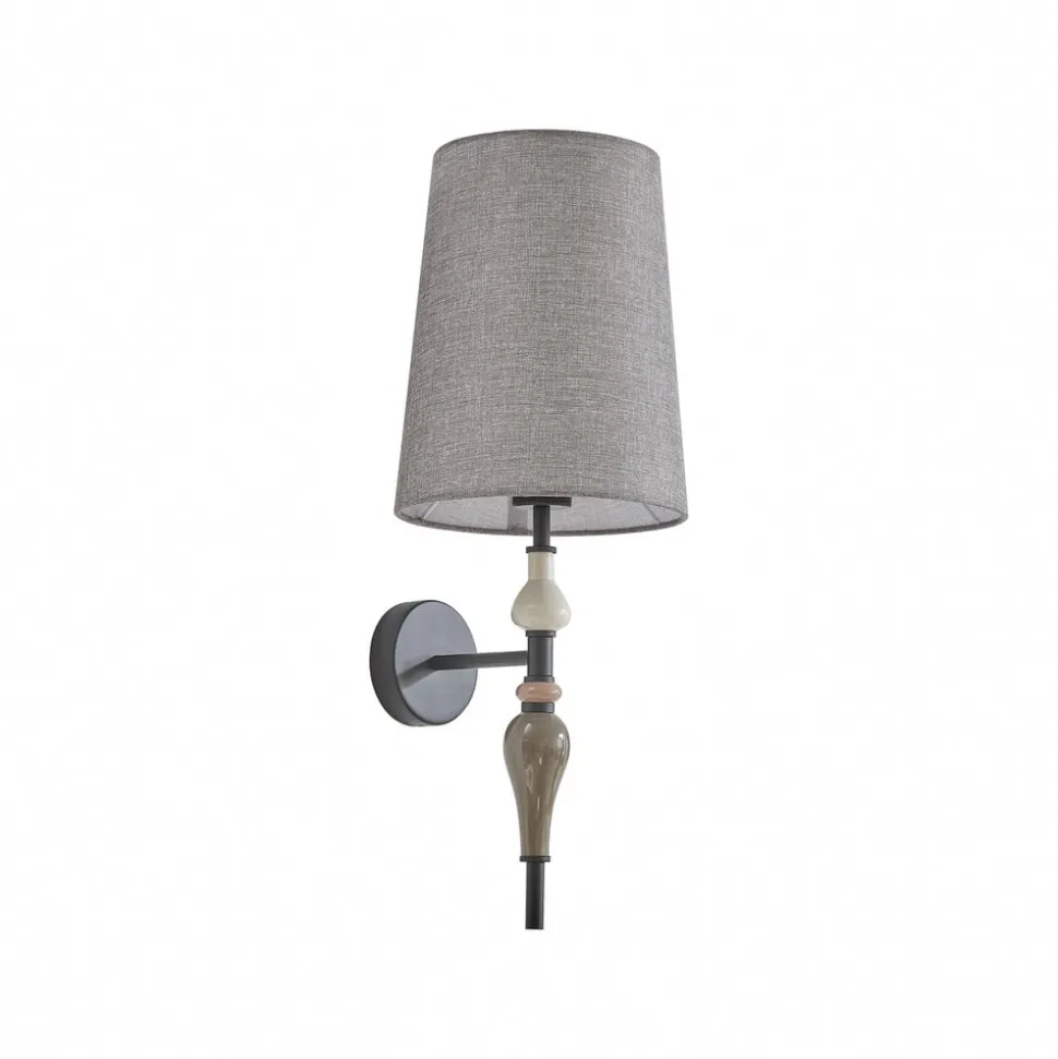 Lindby væglampe Haldorin, grå/sort, tekstil, 58 cm