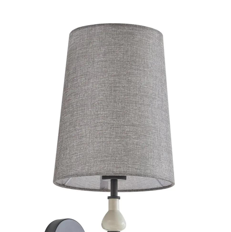 Lindby væglampe Haldorin, grå/sort, tekstil, 58 cm