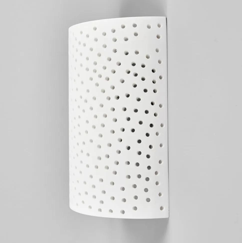Lindby væglampe Jiru, højde 23 cm, hvid, halvcirkelformet, gips
