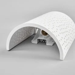 Lindby væglampe Jiru, højde 23 cm, hvid, halvcirkelformet, gips