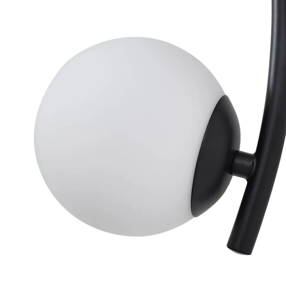 Lindby væglampe Josiana, opal/sort, 48 cm, kugle, glas