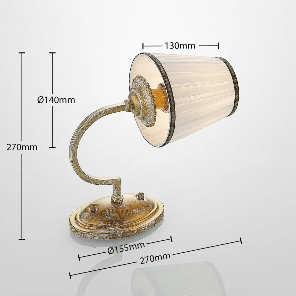 Lindby væglampe Lumiel, creme/messing, tekstil, 27 cm