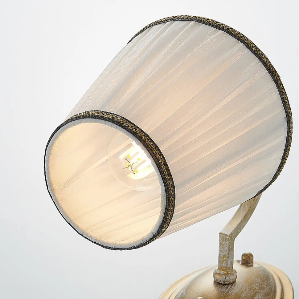 Lindby væglampe Lumiel, creme/messing, tekstil, 27 cm
