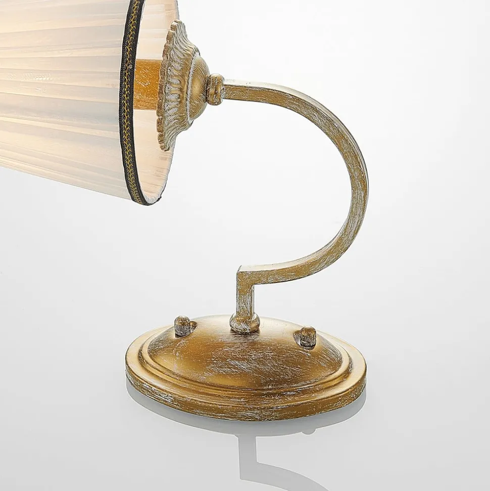 Lindby væglampe Lumiel, creme/messing, tekstil, 27 cm