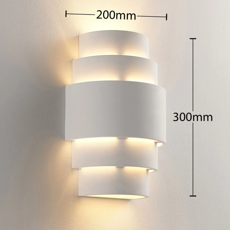 Lindby væglampe Marit, højde 30 cm, hvid, gips, E14