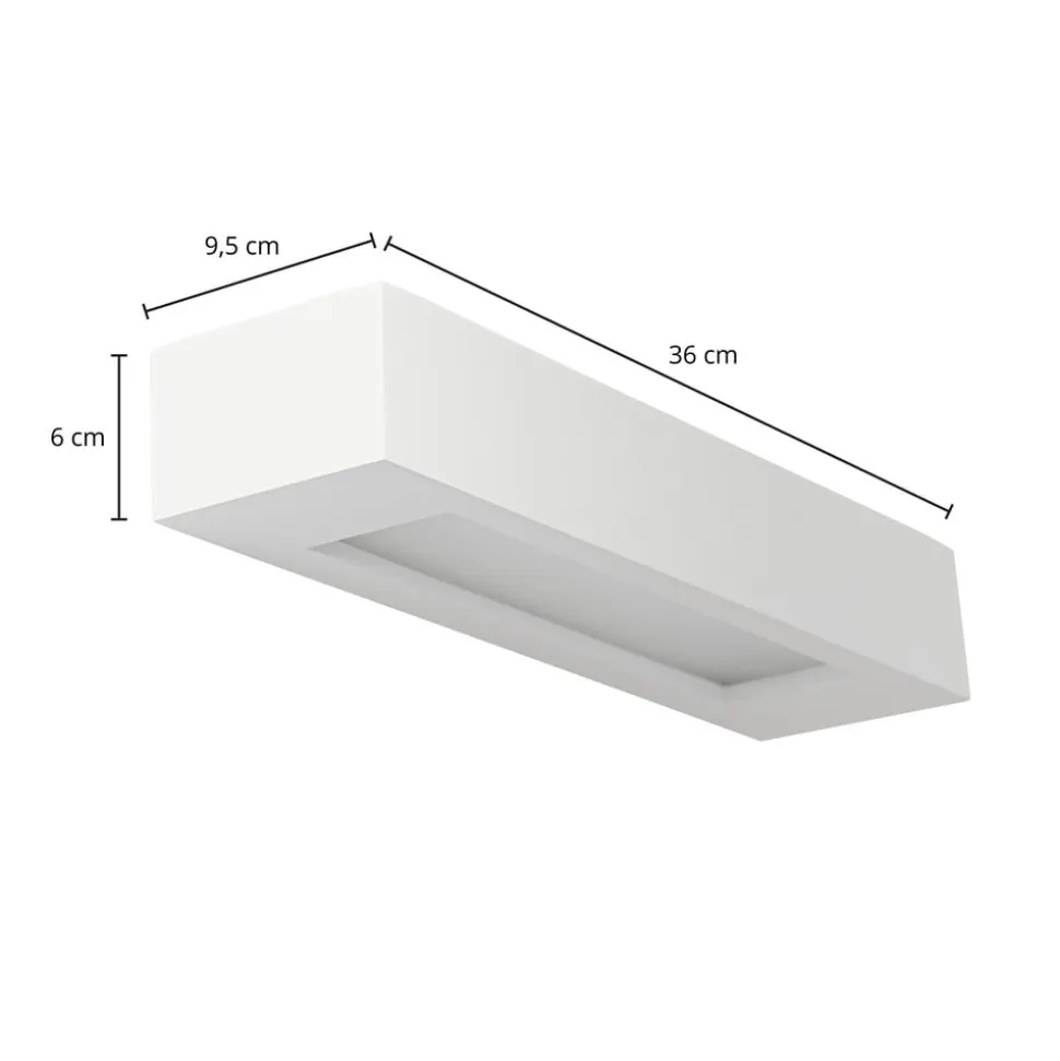 Lindby væglampe Matteo, hvid, gips, 36 cm, E14, kan males