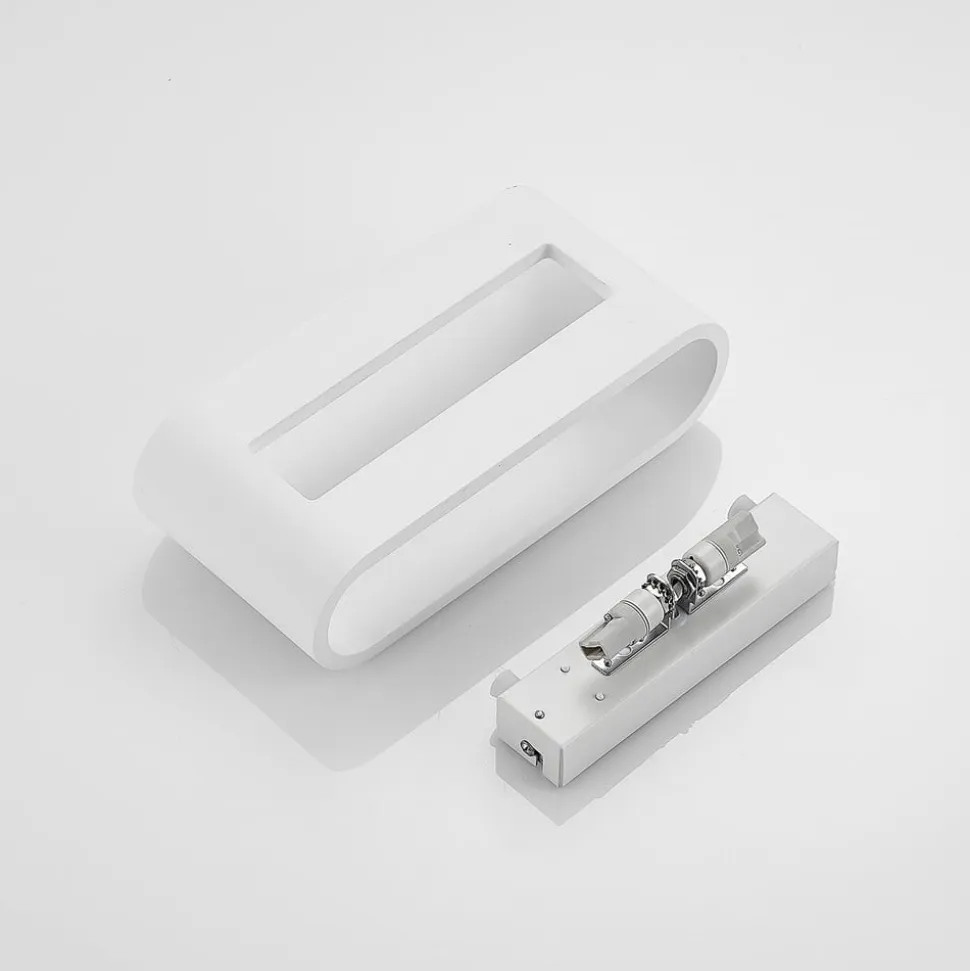 Lindby væglampe Mavora, afrundet, 25 cm, hvid, gips, G9