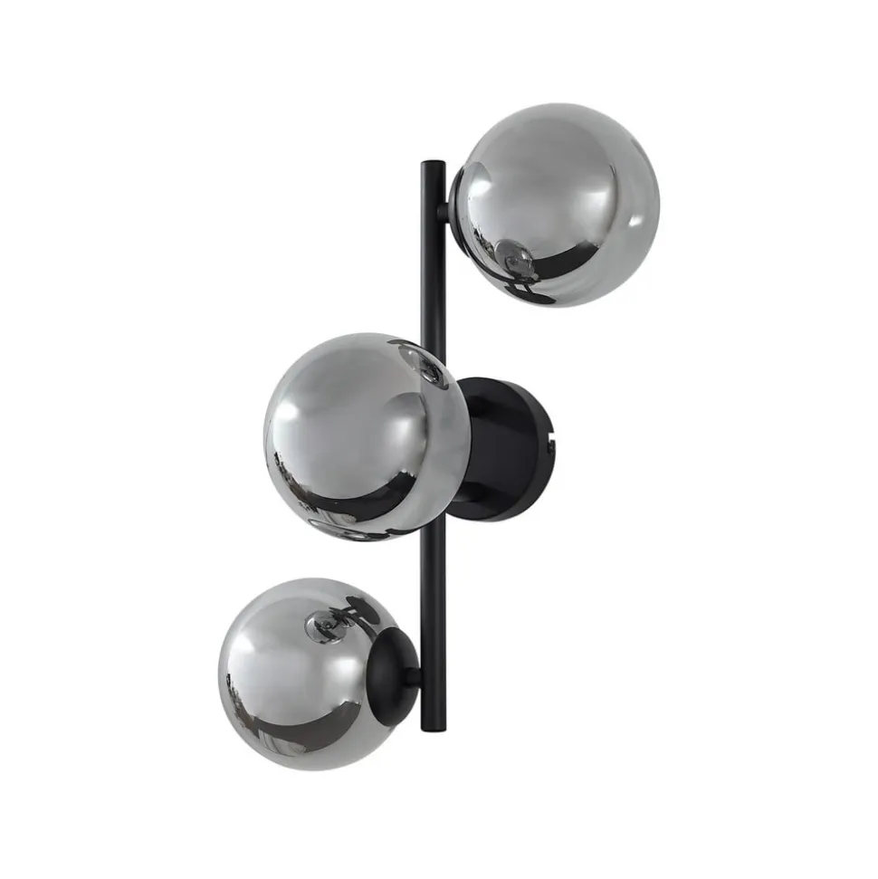 Lindby væglampe Orbelia, sort, 3 lyskilder, glas, G9
