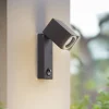 Lindby væglampe Othil, sensor, antracit, metal, IP44