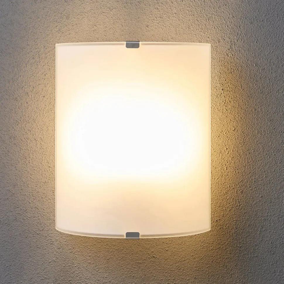 Lindby væglampe Phil, hvid, glas, højde 21 cm, sæt med 3 stk