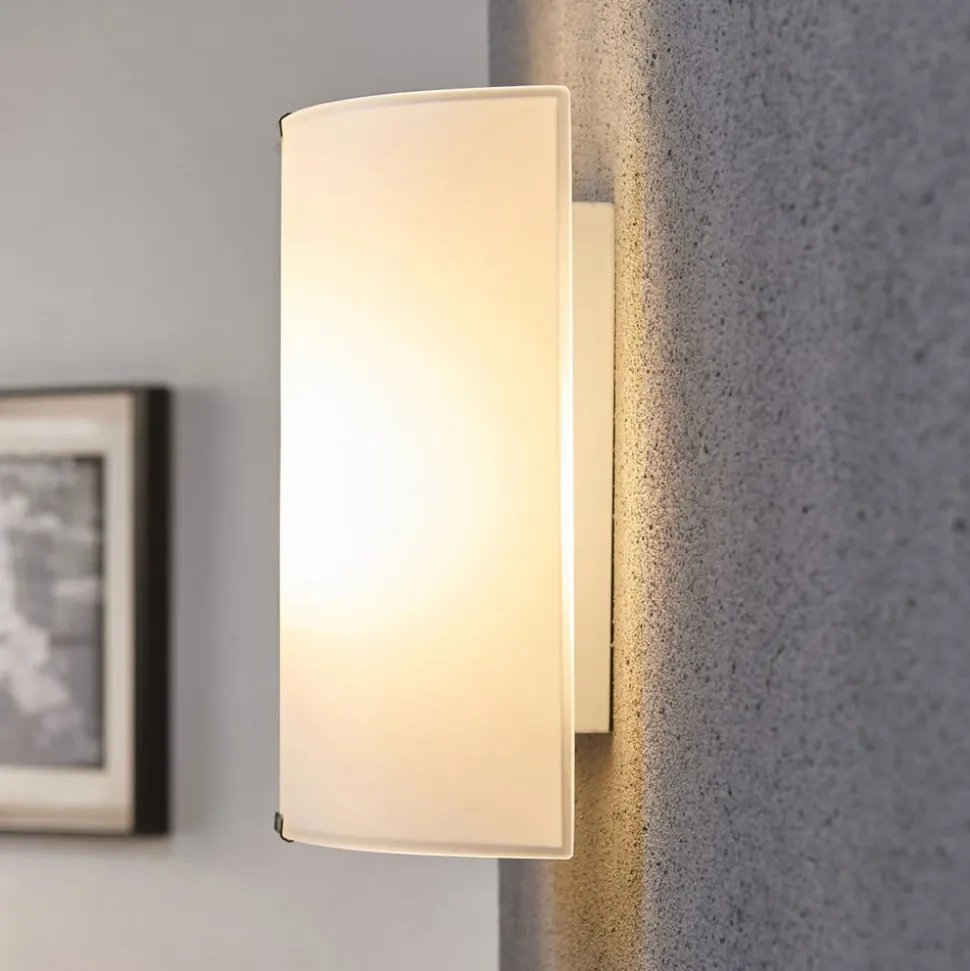 Lindby væglampe Phil, hvid, glas, højde 21 cm