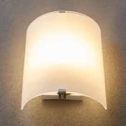 Lindby væglampe Phil, hvid, glas, højde 21 cm