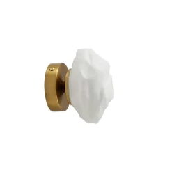 Lindby væglampe Piatra, opal/messing, glas, Ø 16 cm, G9