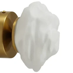 Lindby væglampe Piatra, opal/messing, glas, Ø 16 cm, G9