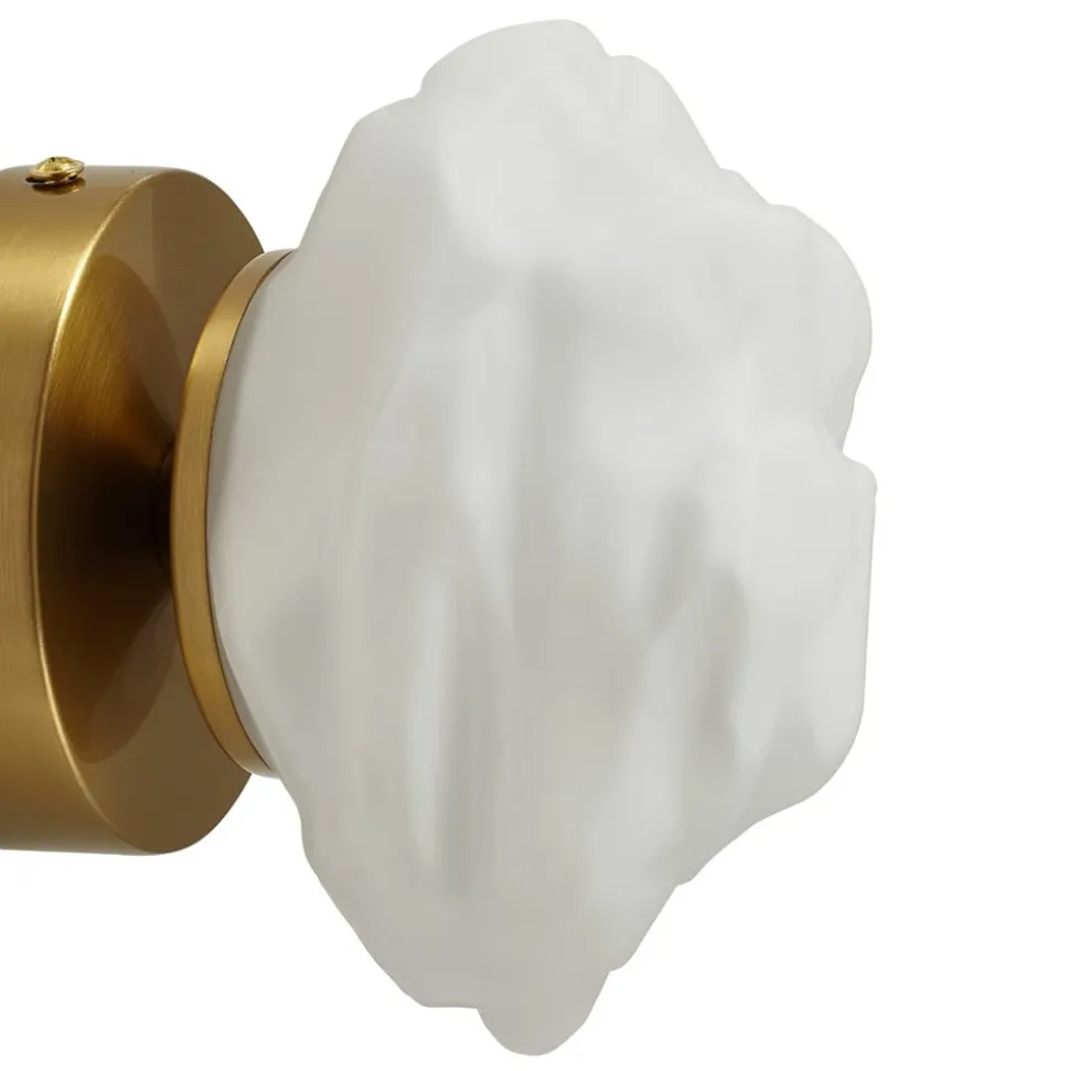 Lindby væglampe Piatra, opal/messing, glas, Ø 16 cm, G9
