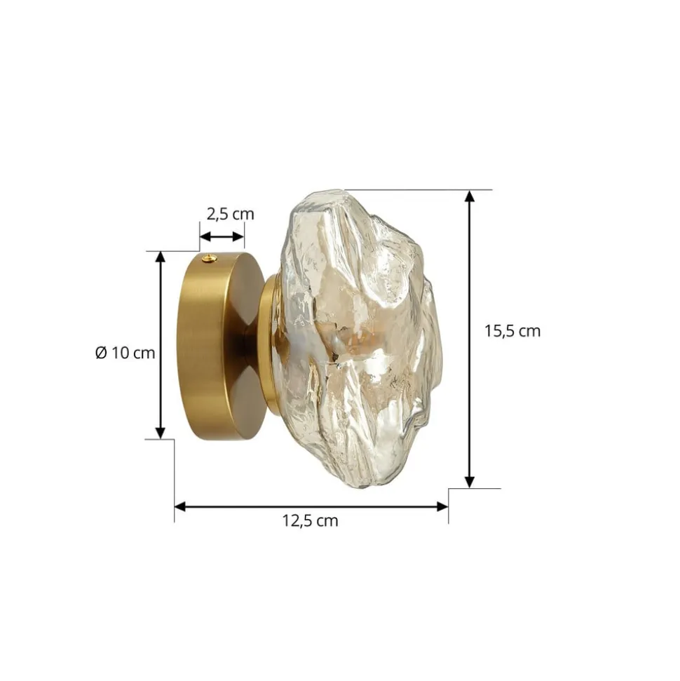 Lindby væglampe Piatra, rav/messing, glas, Ø 16 cm, G9