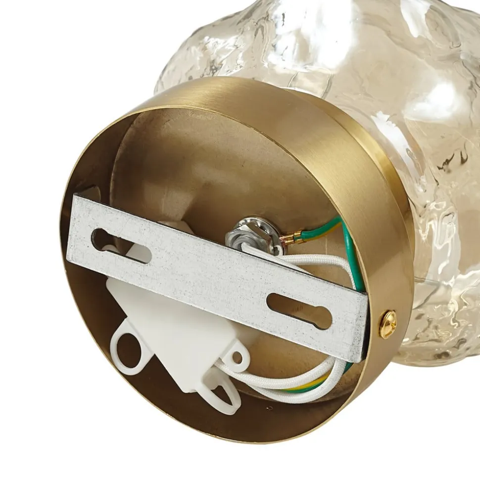 Lindby væglampe Piatra, rav/messing, glas, Ø 16 cm, G9