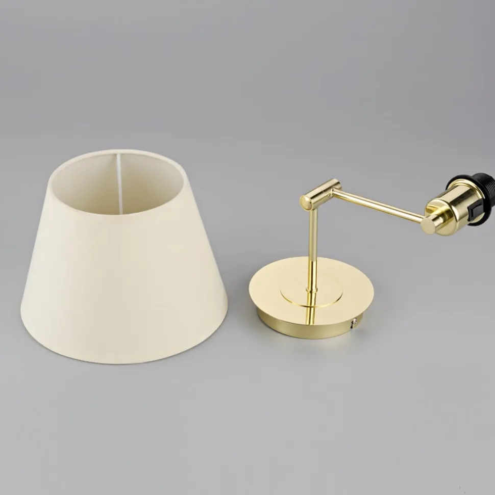 Lindby væglampe Pola, 30 cm, messing, udtrækkelig, tekstil