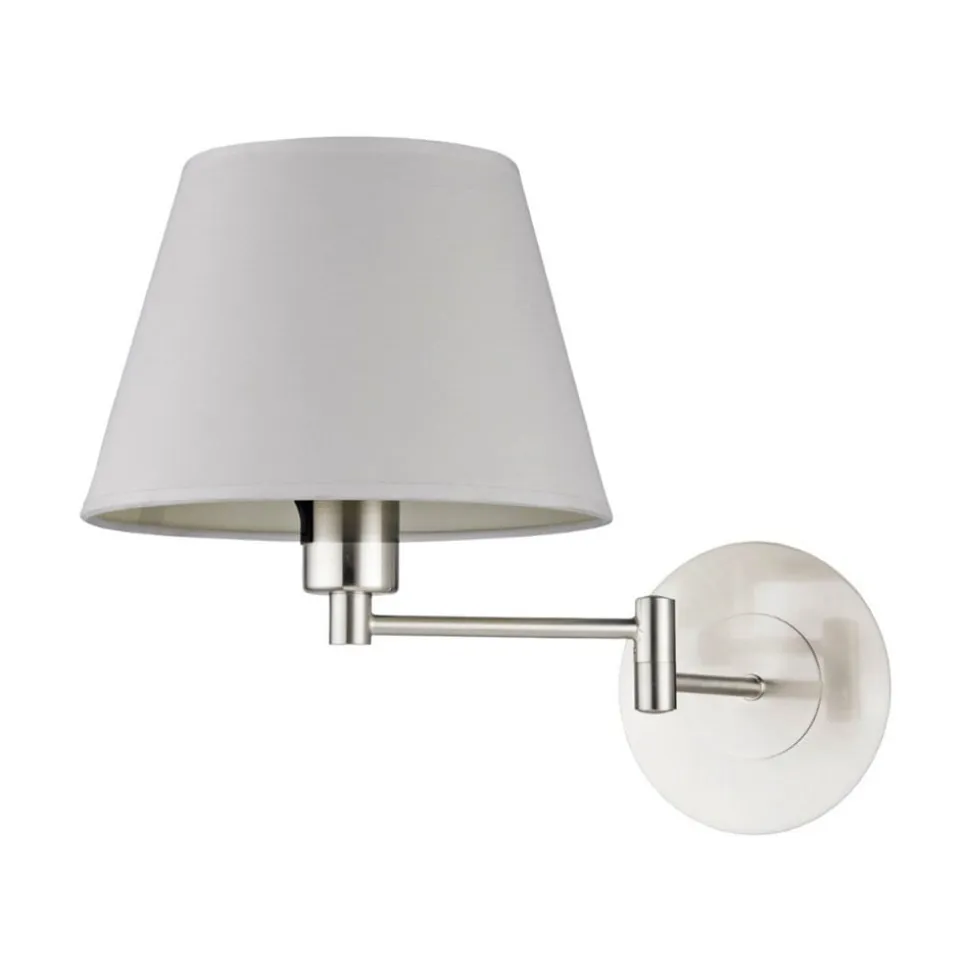 Lindby væglampe Pola, 30 cm, nikkel, udtrækkelig, tekstil