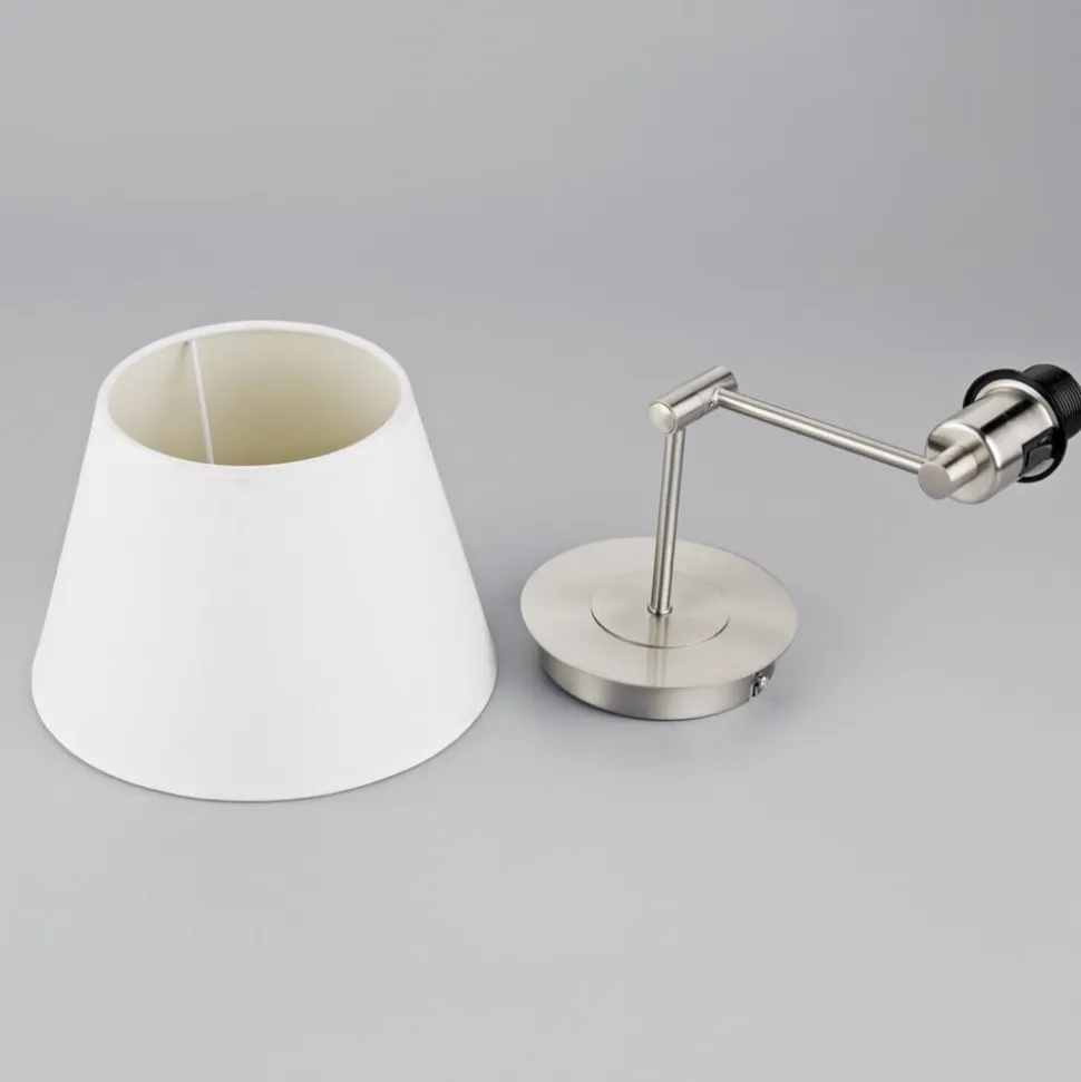 Lindby væglampe Pola, 30 cm, nikkel, udtrækkelig, tekstil