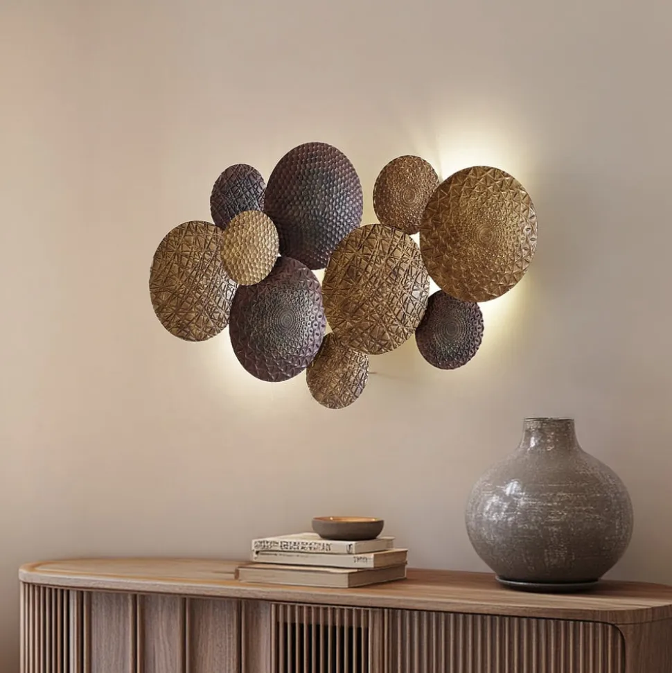 Lindby væglampe Soraya, guld/kobber, metal, 2 lyskilder, 51 cm