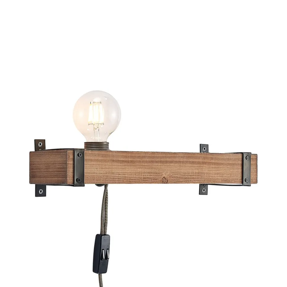 Lindby væglampe Sverina, 40 cm, træ, stik, E27