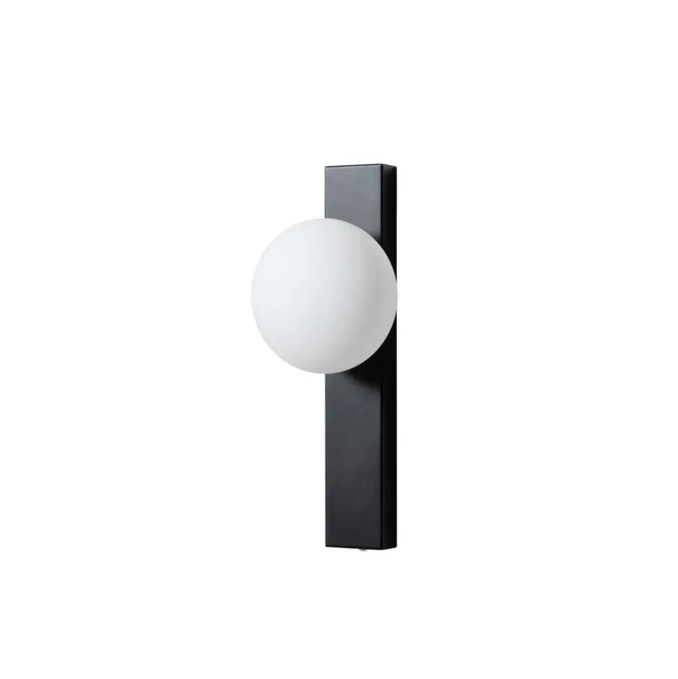 Lindby væglampe Tavrik, sort/hvid, højde 30 cm, glas