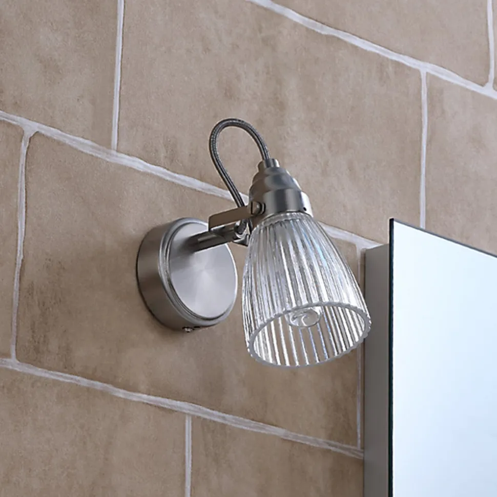 Lindby væglampe til badeværelset Kara, 21 cm høj, glas, IP44, G9