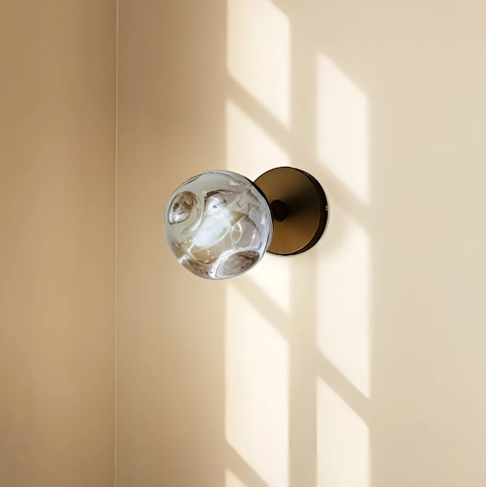 Lindby væglampe Valentina, grå/sort, glas, Ø 10 cm
