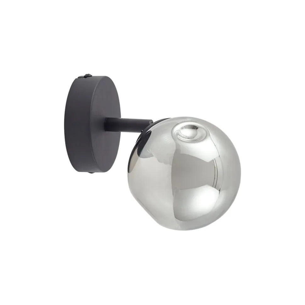 Lindby væglampe Valentina, grå/sort, glas, Ø 10 cm