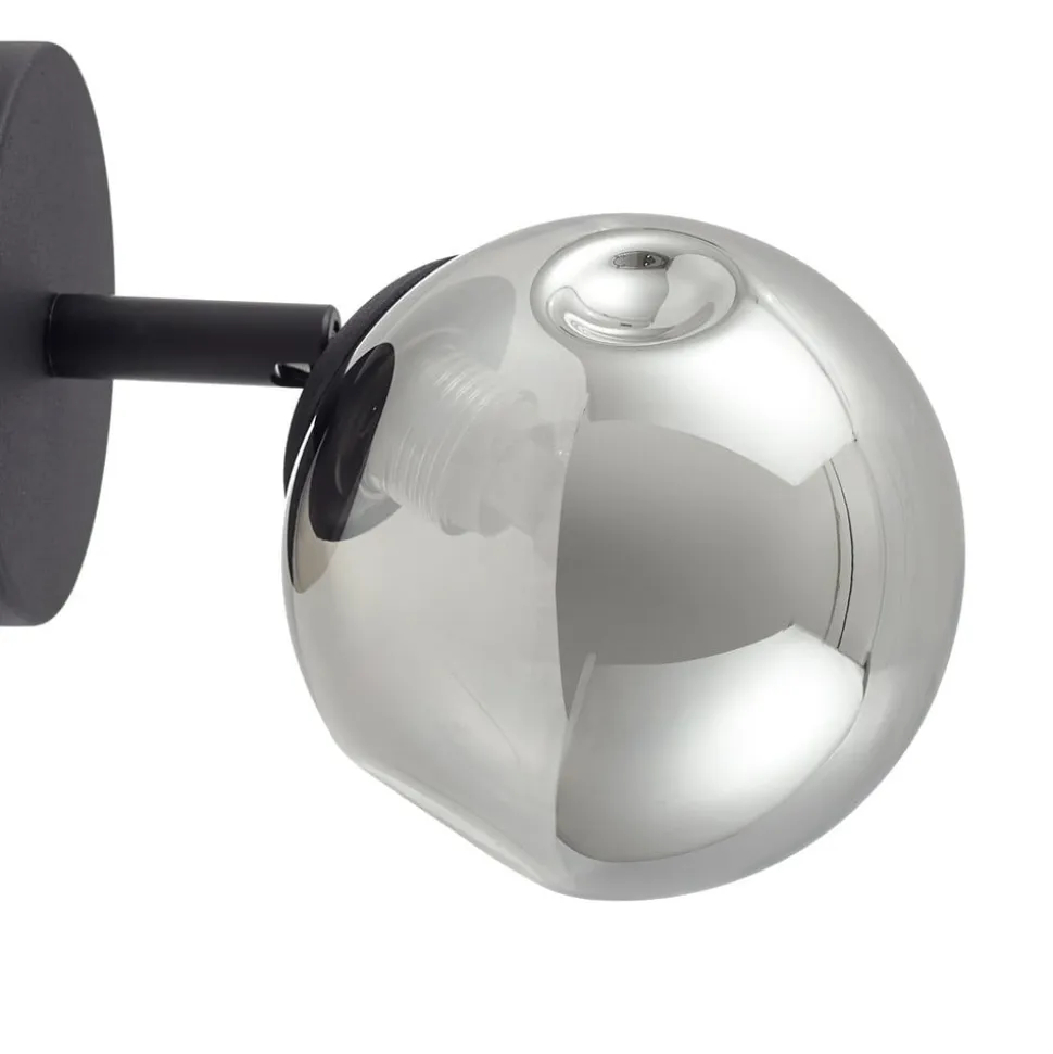 Lindby væglampe Valentina, grå/sort, glas, Ø 10 cm