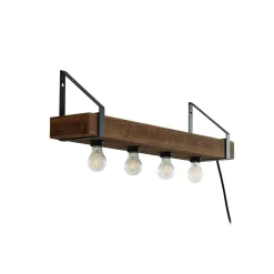 Lindby væglampe Vatana, træ, stik, USB-port, 80 cm